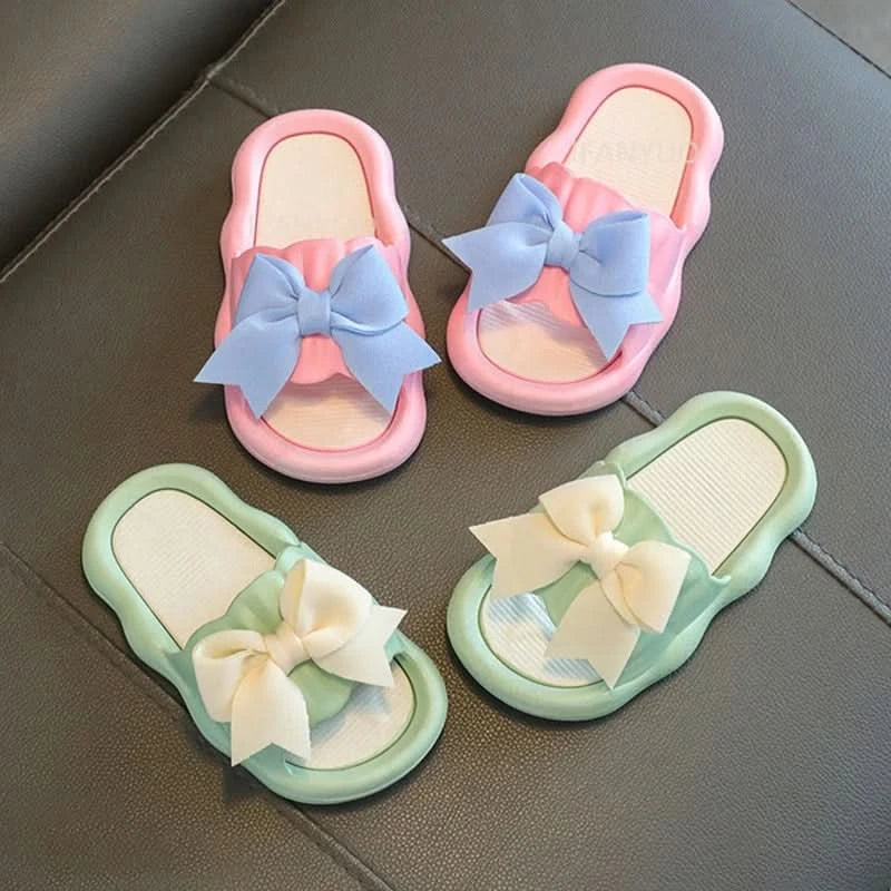 Summer New Kids Home Shoes Anti Slip Soft Sole Girls Bath Slipper Cartoon Cute Flower Bow Princess Slippers Children Beach Shoes - M & M Global