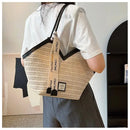 Straw Beach Bag Vintage Handmade Woven Shoulder Bag Raffia circle Rattan bags Bohemian Summer Vacation Casual Bags - M & M Global