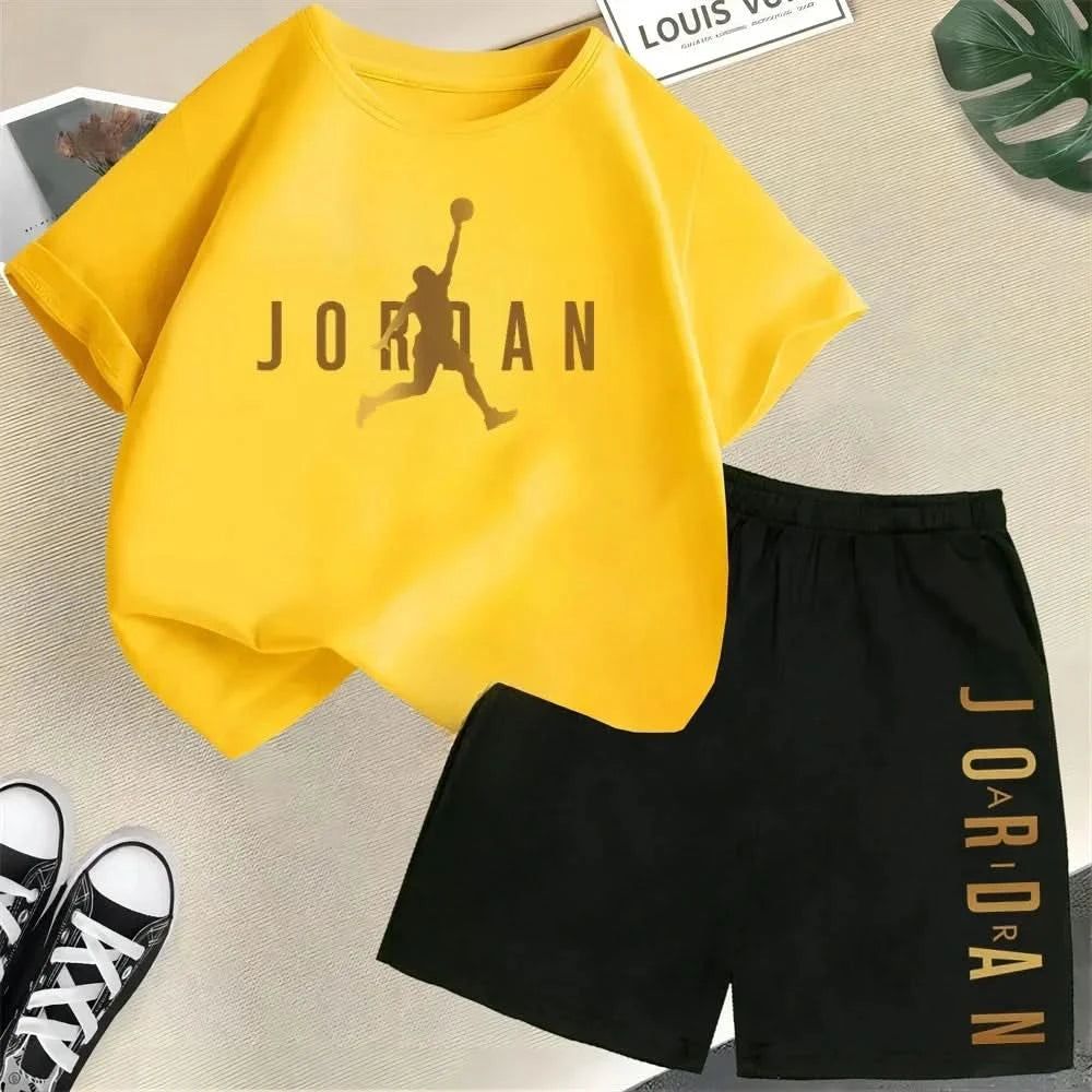 Hot Sales Summer Slam Dunk Master Pattern Print Children Short Sleeve T-shirt+Shorts 2pcs Set Kids Boy Girl Fashion Sportsuit - M & M Global