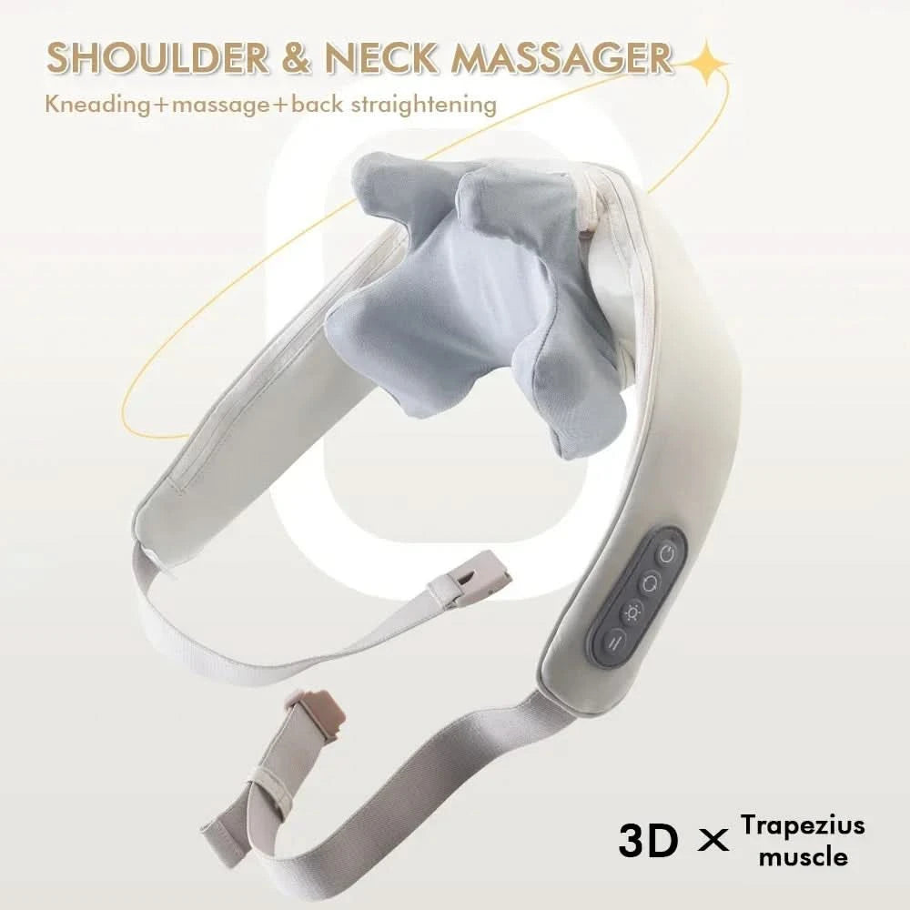 Wireless Neck Shoulder Massager 6D Heated Kneading Shiatsu Massage Shawl Cervical Back Massager for Electric Neck And Back - M & M Global