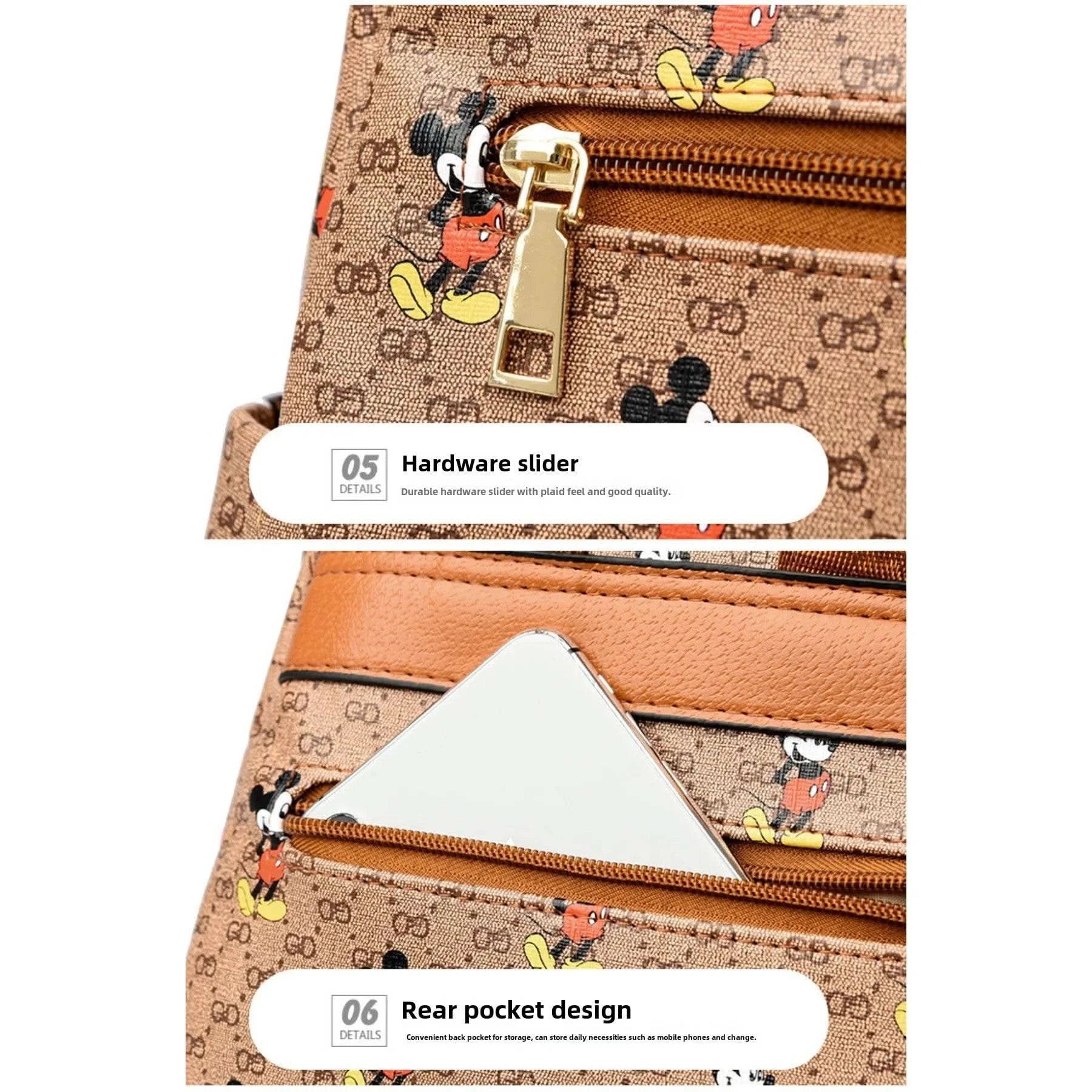 Disney Ladies Backpack Trendy Women's Tote 2025 Mickey Multifunctional Fashion Knapsack Joker Large Capacity Travel Backpack New - M & M Global