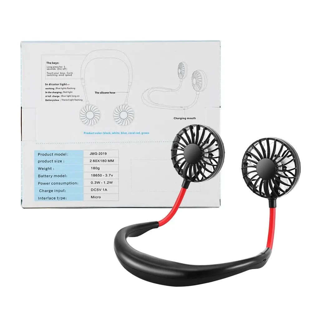 USB Charging Lazy Neck Fan Rechargeable Practical Wearable Sports Fan Convenient Outdoor Indoor Portable Fan - M & M Global