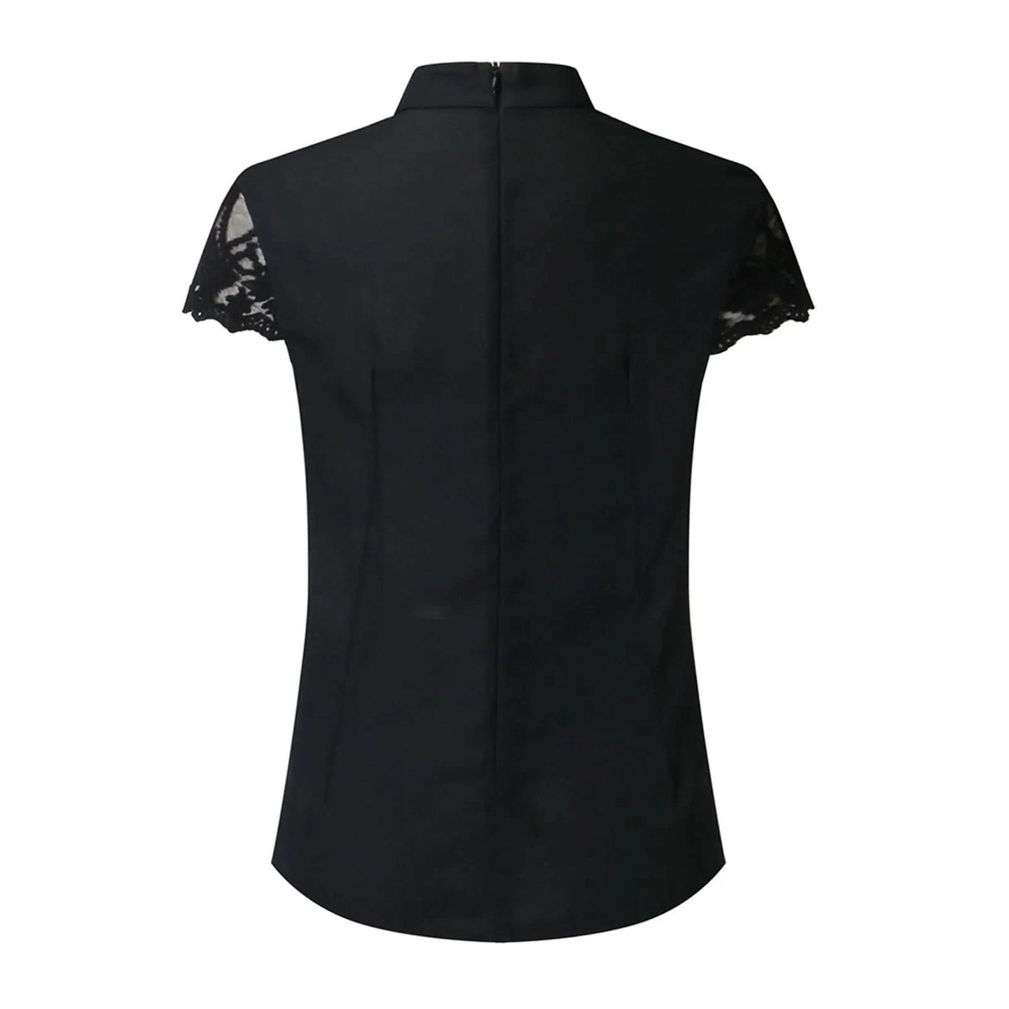 Woman Blouse 2023 V-Neck Lace Casual Shirt Solid Loose Short Sleeve Shirts Sleeve Lace Casual Tank Tops Blouse Sexy Blusas - M & M Global