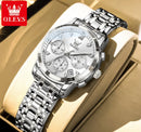 OLEVS Women's Watches 2858L Trend Fashion Original Quartz Watch for Lady Waterproof Luminous Date Stainless Steel Chronograph