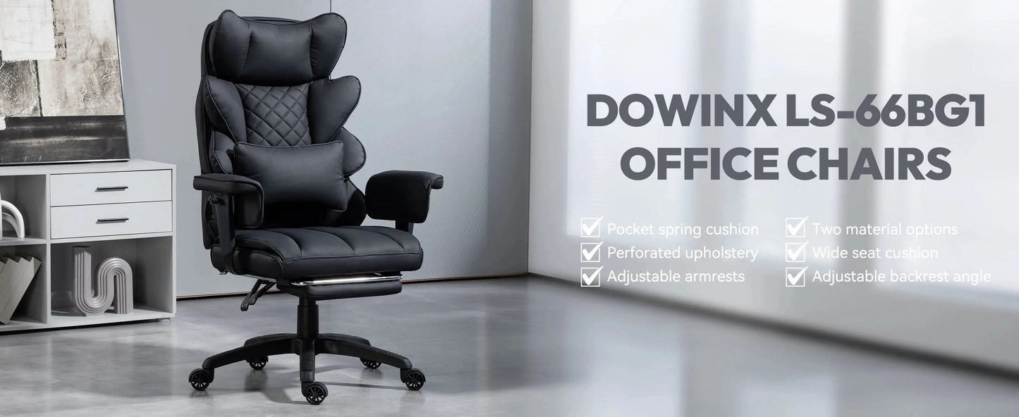 Dowinx Big and Tall Office Chair with Pocket Spring Cushion and Lumbar Support,High Back Computer Gaming Chair with Armrests