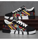 YRZL Men's Sports Running Shoes Canvas Geometric Style Lace-Up Sneakers Couples' Fashionable Graffiti Print Skate Shoes Men - M & M Global