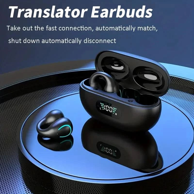 GREATWALL New AI Translation Earphones, Ear Clip High Definition Stereo Sound Quality Sports Fitness Wireless Earphones