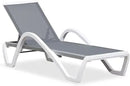 Patio Chaise Lounge Chair Set of 3 Outside Aluminum Plastic Stackable Tanning Chairs with Armrests and Side Table for Pool Sunb