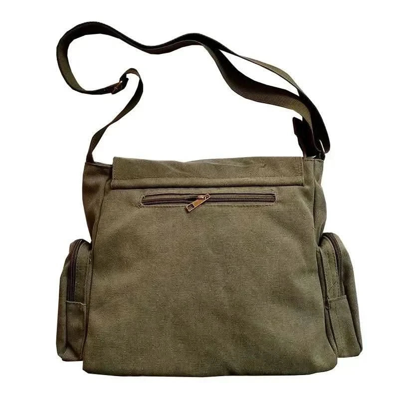 Canvas Messenger Handbag Large Capacity Washed Women Oblique Straddle Canvas Bag Simple Vintage Cartoon Leisure Shoulder Handbag - M & M Global