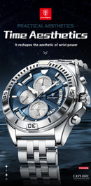 POEDAGAR Luxury Sports Man Wristwatch Waterproof Luminous Chronograph Date Quartz Men's Watches Casual Stainless Steel Men Watch