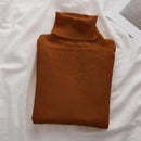 Korean High Collar Knitted Long Sleeve Base Shirt Pure Color Slimming Versatile Underwear Elegant Inner Long Top Women's Fashion