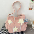 Women Star Pattern Corduroy Crossbody Bag Casual Tote Lady Fashion Large Capacity Shoulder Bag Girl Travel Messenger Bag Handbag - M & M Global