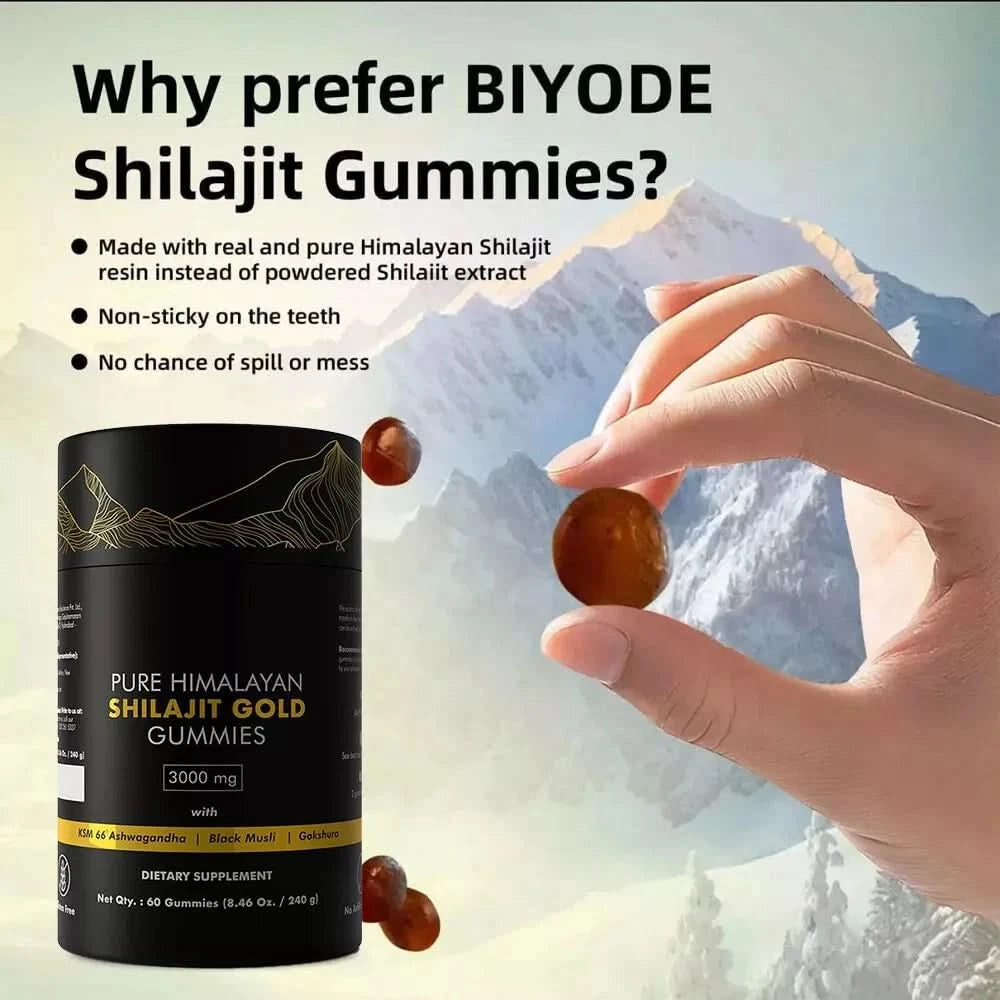 Pure Himalayan Shilajit Gummies, 3000 Mg Gold Grade Shilajit with Ashwagandha, Gokshura for Energy and Immune Support - M & M Global