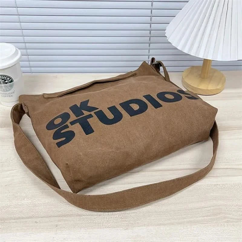 Vintage Canvas Messenger Bag, Retro Large Capacity Shoulder Bag, Women's Casual Handbag & Tote Hobo Purse - M & M Global