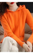 Hooded Sweater Fashion Women Autumn Winter Long Sleeve Solid Color Knitted Hoodies Lady Loose Drawstring Casual Pullover Hoodie