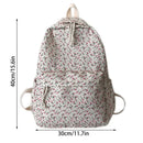 Student School Backpack Floral White School Bags For Teenage Girls Cute Women's Backpack Book Bag Nylon Rucksack - M & M Global