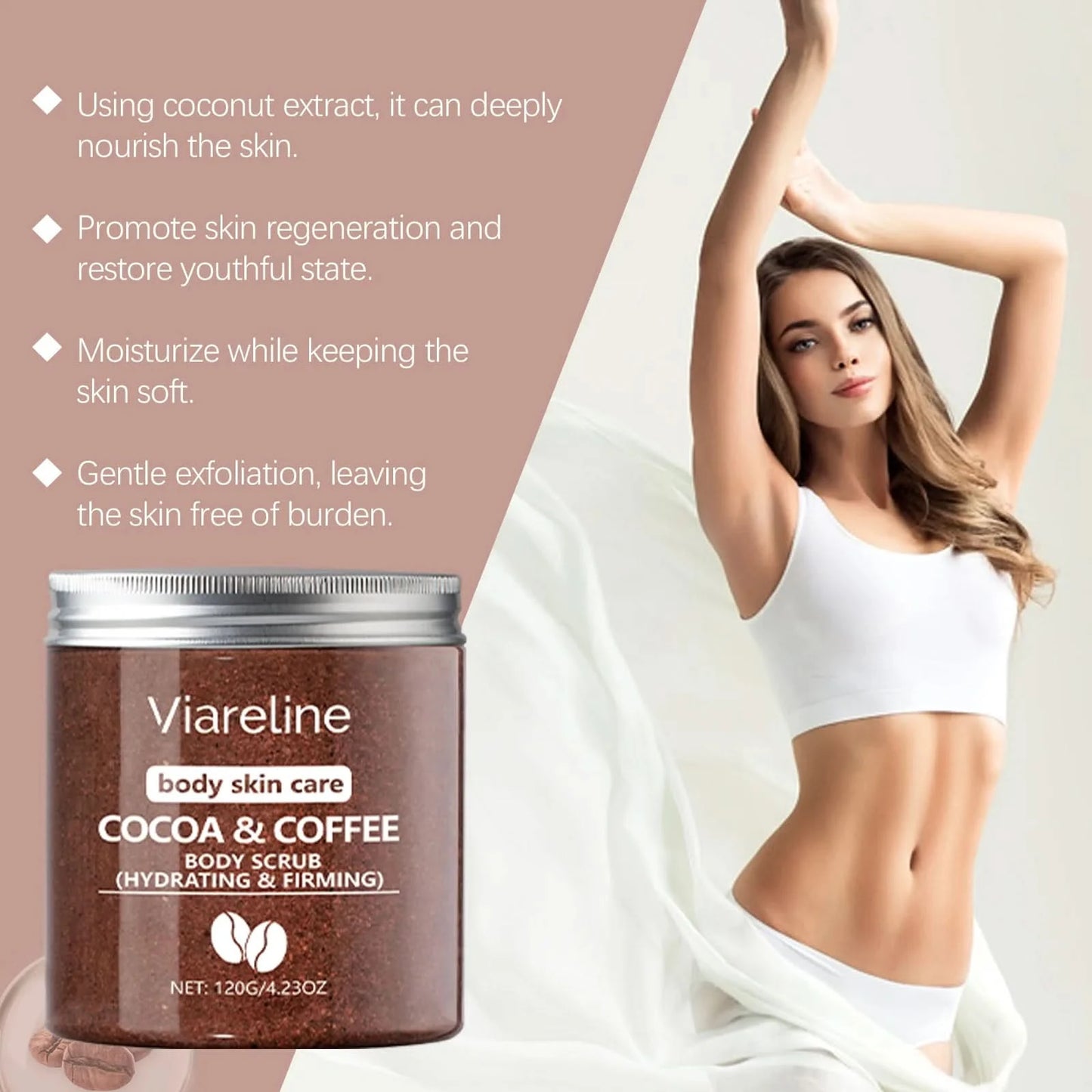 Viareline Coffee Body Scrub Cream Moisturizing Body Anti-oxidation Remove Dead Skins Improve Smoothness Soften Skin Scrub Cream - M & M Global
