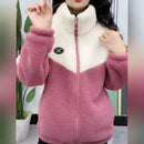Korean Style Loose Thickened Patchwork Cotton Jacket Autumn Winter Women's Fashion Student Lamb Velvet Coat Casual Outerwear