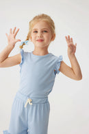 2024 Summer Hot selling Little Girl Daily Casual Clothing Minimalist Little Girl Polyester Set Cool Sleeveless Shorts Set Girl - M & M Global