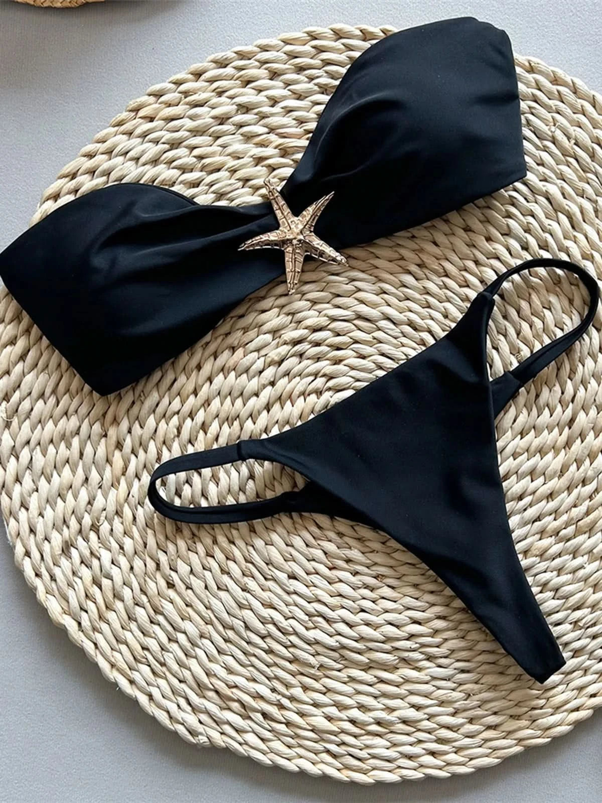 New Metal Star Bandeau High Cut Thong Bikini Women Swimwear Female Swimsuit Two-pieces Bikini set Bather Bathing Suit Swim V6422 - M & M Global