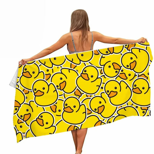 Extra Large Quick-drying Microfiber Beach Towel with Chic Duck Design - Super Absorbent, Lightweight and Stylish - M & M Global