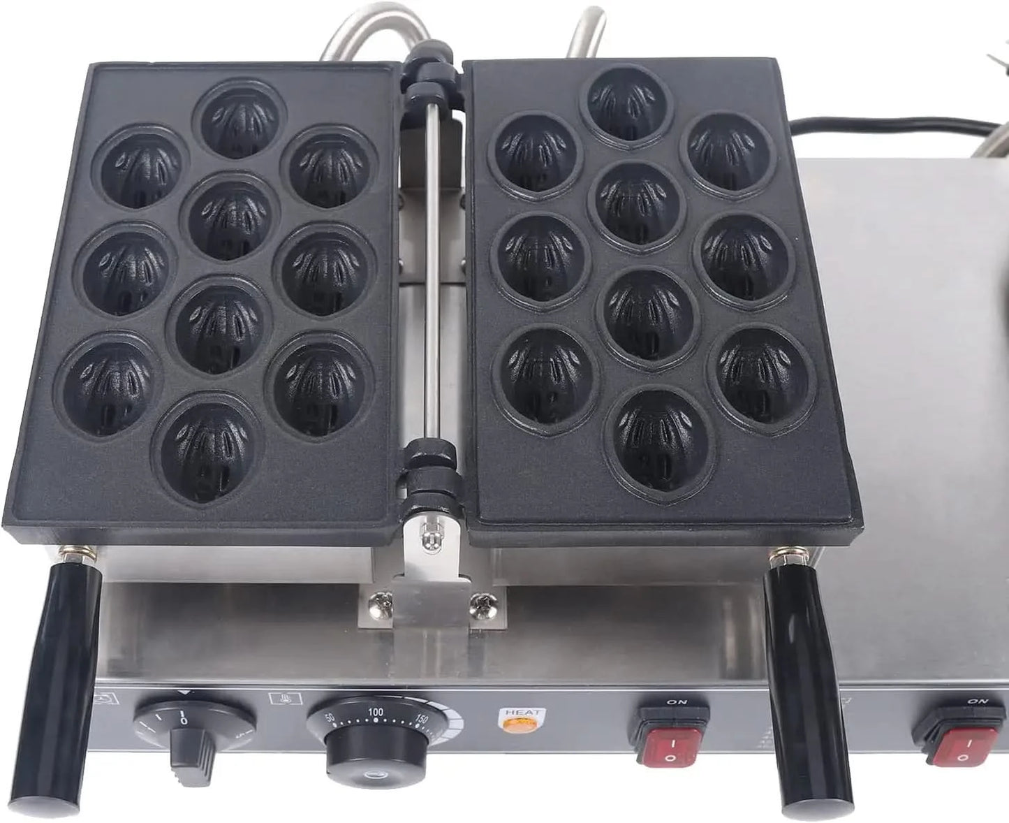 Walnut Waffle Maker Machine 1500W 20PCS Walnut Crisp Maker Electric Walnut Sweet Cake Machine Stainless Steel Pancake Snack Make - M & M Global