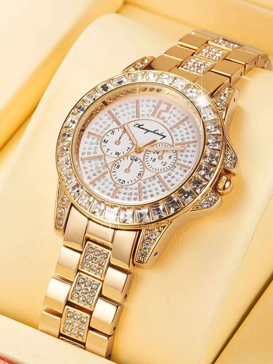 Luxury Fashion Women Quartz Watch Set Alloy Strap Ladies Wristwatch Alloy Bracelet Female Clock Reloj Mujer - M & M Global