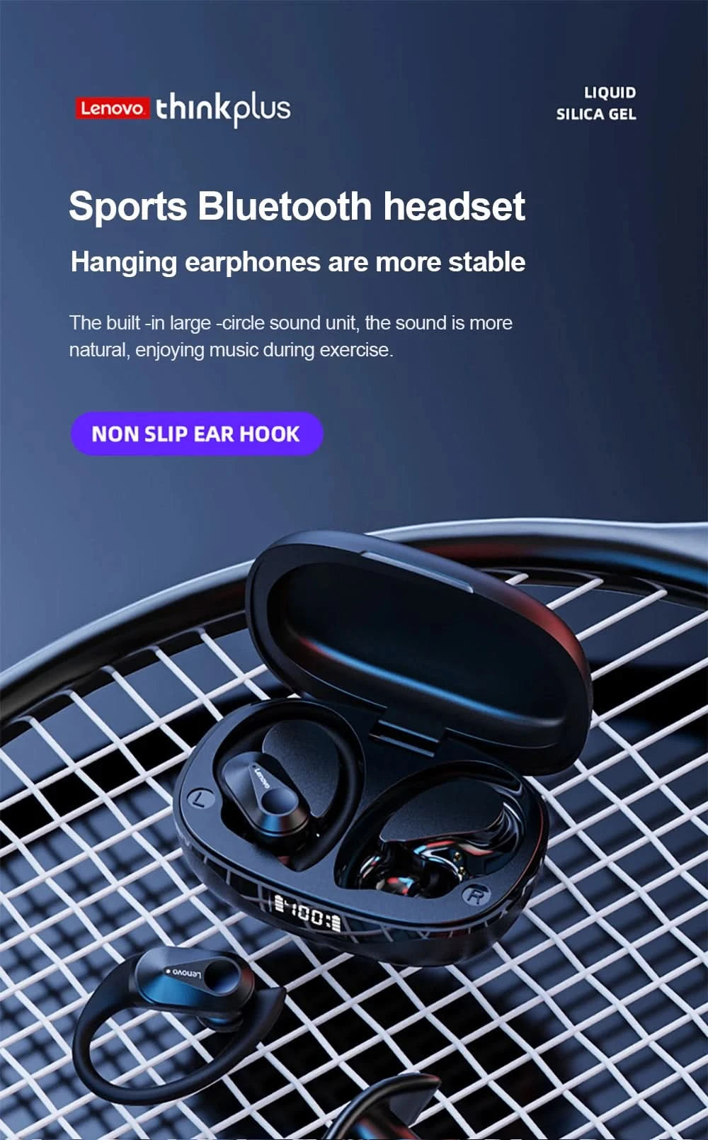 Lenovo LP75 Sports Wireless Earphones with Mics,Button Control, LED Power Display,Hifi Stereo Sound Bluetooth 5.3 TWS Headphones - M & M Global