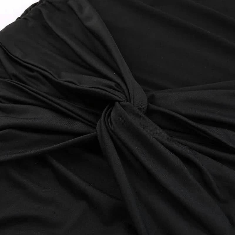 Fashion Strappy Ruched Sexy Black Dress Irregular Elegant Backless Long Dress Party Summer Dresses Women Clothes Vintage Dress - M & M Global
