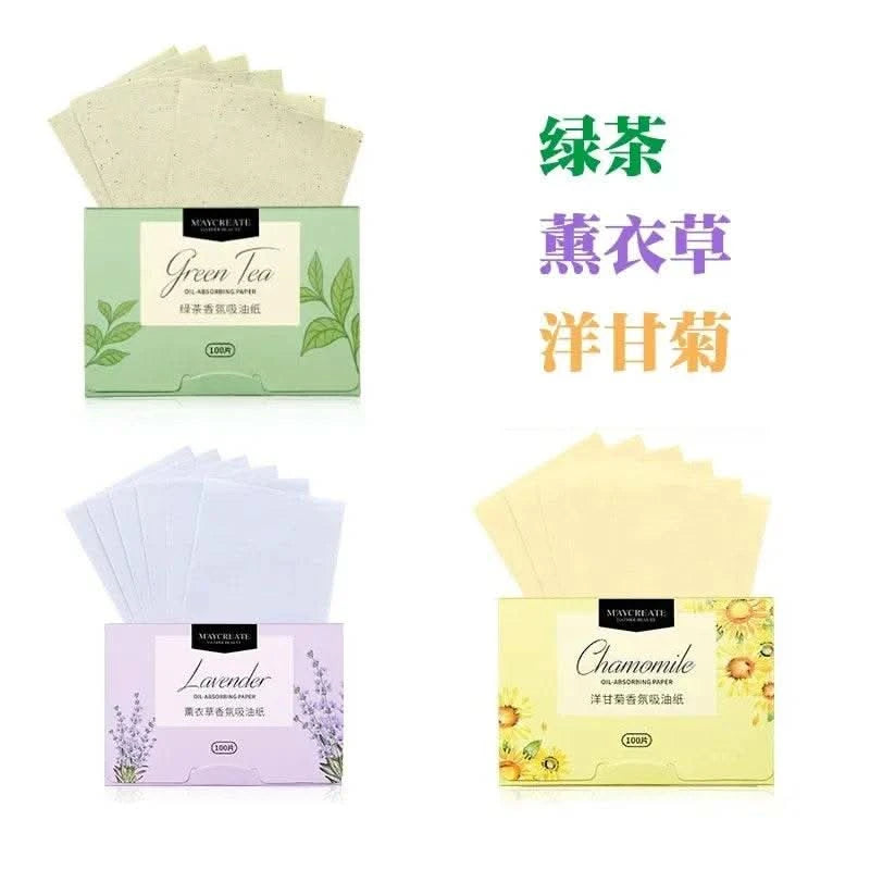 300pcs/box Portable Facial Oil-Absorbing Papers Oil Blotting Sheets Oil Control Face Skin Care Tools for Men and Women Green Tea - M & M Global