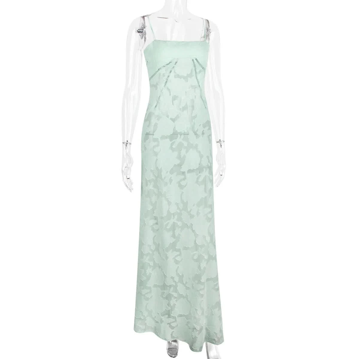 Sexy Lace Jacquard See Through Women Dress Sleeveless Tie Up Backless lace Long Dress Summer Party Ladies Bandage Party Dress - M & M Global