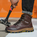 Rotating Button Steel Toe Safety Shoes For Men's Work Boots Indestructible Work Construction Pu Leather Anti Puncture Men Boots