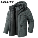 LZLLTT Men Winter Warm Parkas Mens Fleece  Jacket Parkas Men Casual Cotton Outdoor Fur Trench Padded Jackets Coats