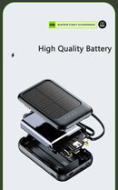 Solar Power Bank Built 4 Cables Portable Charger External Spare Battery Mini Powerbank with LED Light for IPhone Xiaomi Huawei - M & M Global