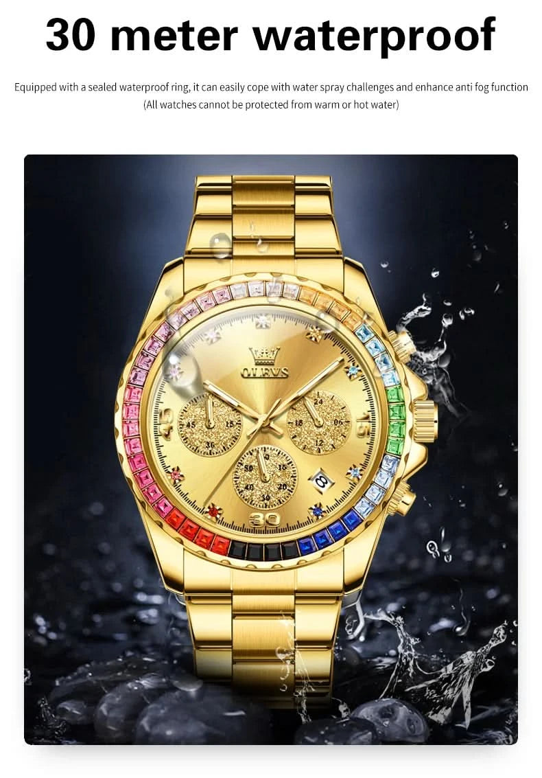 OLEVS 2939 Mens Watch Original Brand Quartz Watch Waterproof Luminous Watch For Men Multifunctional Chronograph Sport Date Reloj - M & M Global