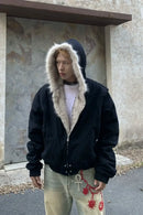 2025 Y2k American new Jacket  Retro Woolen Collar Hoodeds Cotton Plush Men Street Hip Hop Gothic Harajuku Oversize Jacket Coat