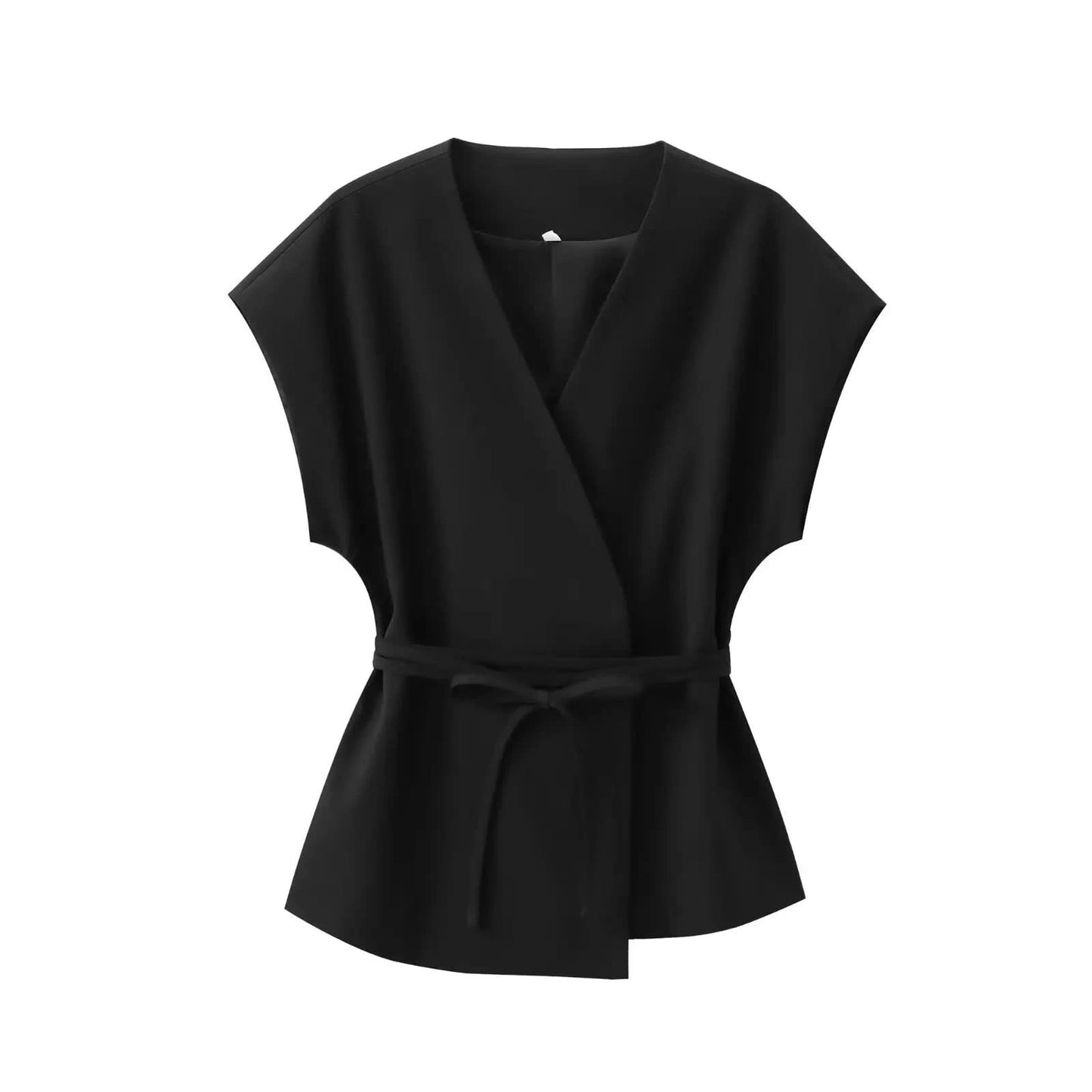 TFMLN Fashion Women's Trouser Suits Sleeveless V-Neck Top With Belt Straight Pants Sets 2025 Spring Summer Commuter 2 Piece Set - M & M Global