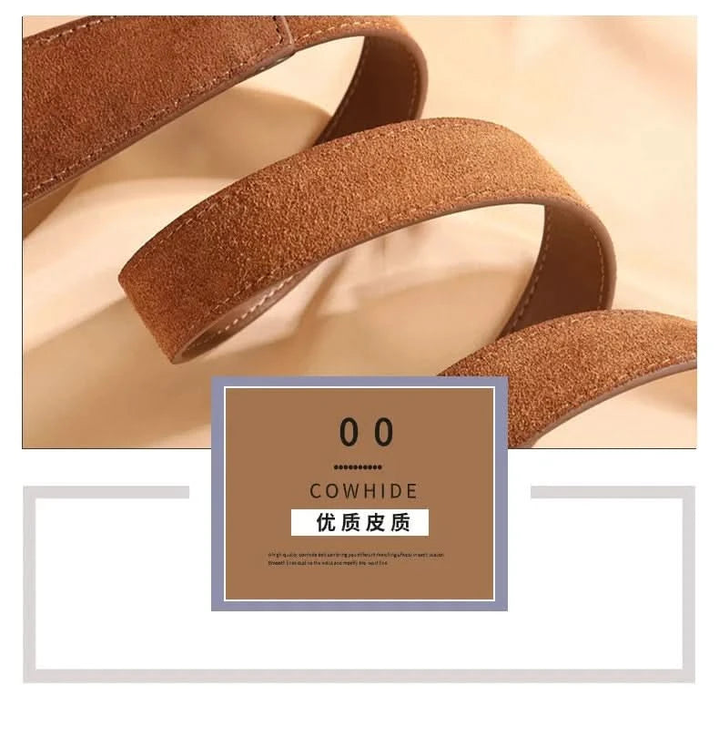 Knotted Belts for Women Belt Lady Waistband Soft Genuine Leather Suede Cowhide Waist Belt Straps Long Dress Coat Accessories - M & M Global