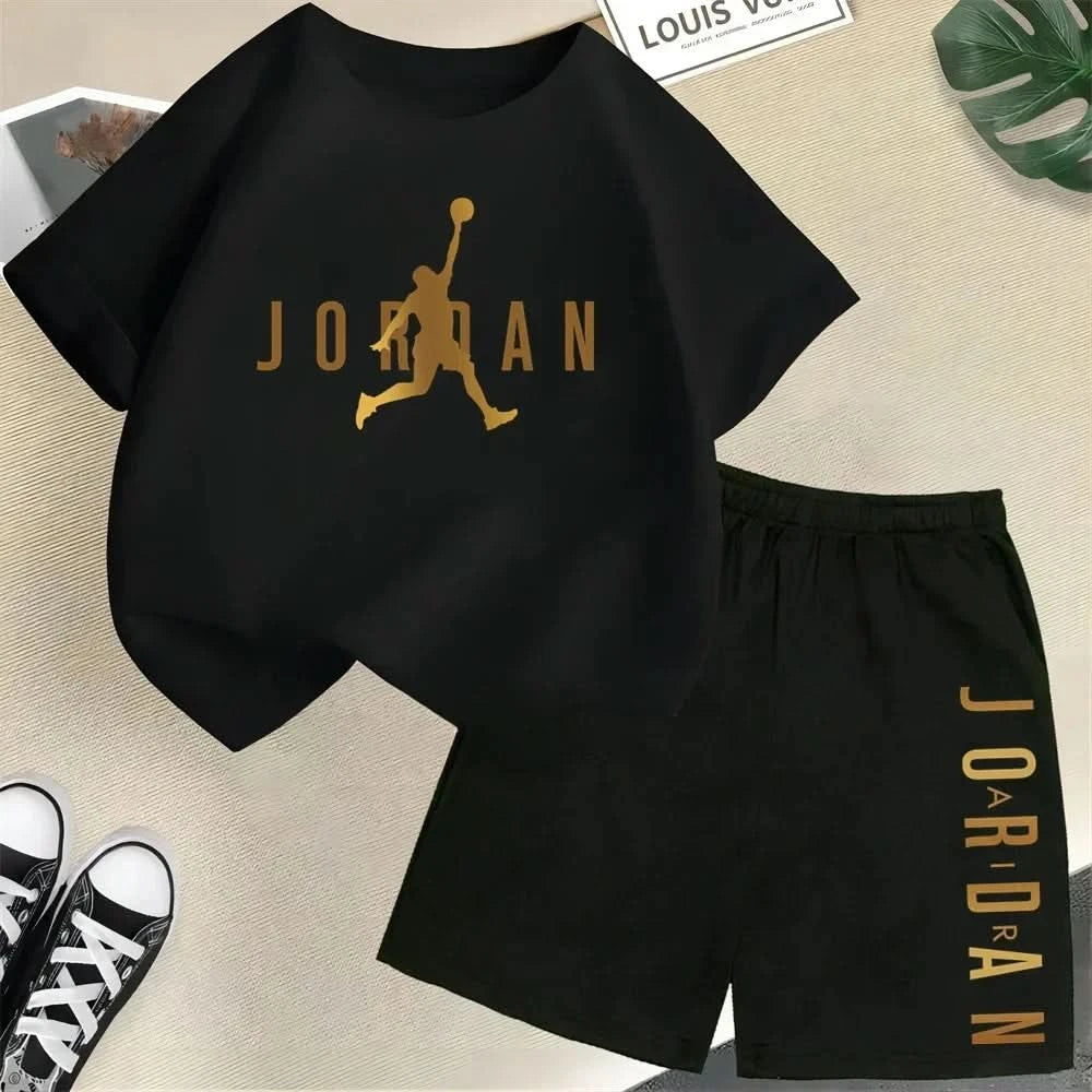 Hot Sales Summer Slam Dunk Master Pattern Print Children Short Sleeve T-shirt+Shorts 2pcs Set Kids Boy Girl Fashion Sportsuit - M & M Global
