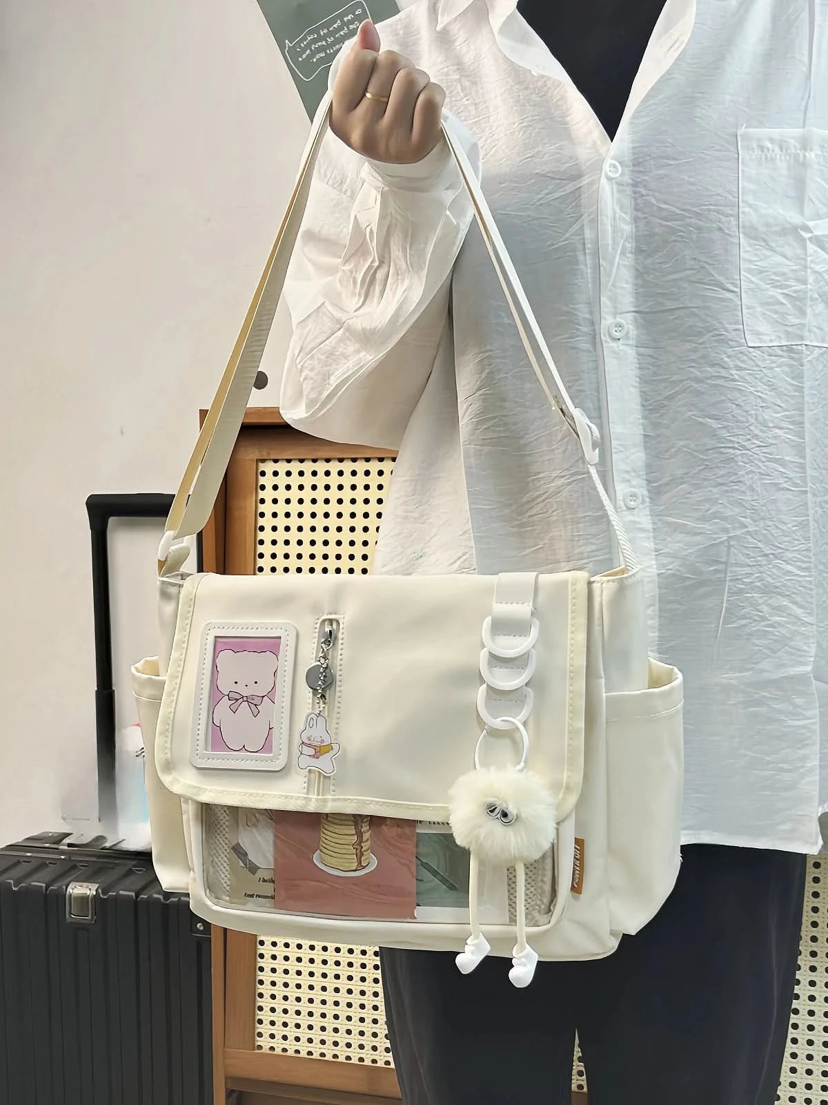 Y2K Japanese Harajuku School Bags for Teenage Girls New 2024 Transparent Itabag Crossbody Bag DIY Badges Display Plate Ita Bag - M & M Global