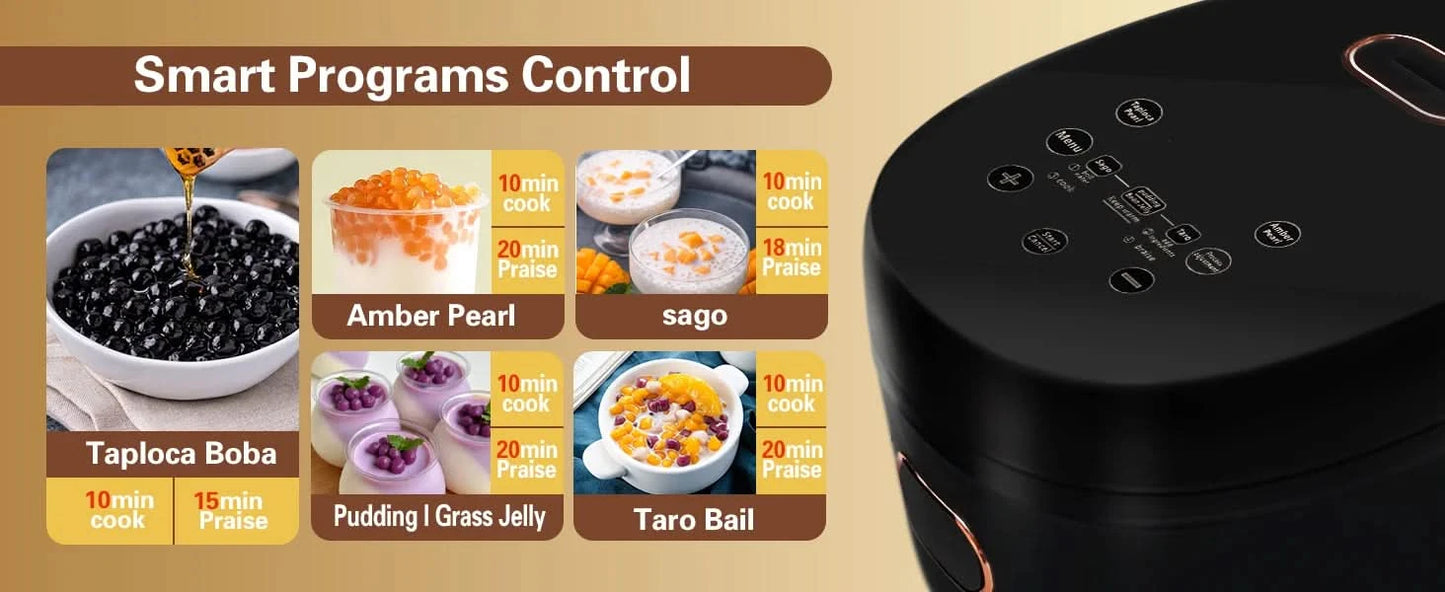 Automatic Boba Maker Machine, Tapioca Pearl Maker, 5L/1.3 GAL Brown Sugar Pearl Cooker, Smart Touch Control Panel Boba Maker, Co - M & M Global