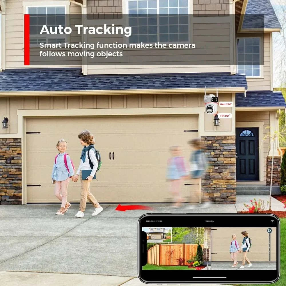 BESDER 6K 12MP Wifi Camera PTZ Dual Screen 8X Digital Zoom AI Auto Tracking Outdoor 8MP CCTV IP Camera Security Protection iCSee - M & M Global