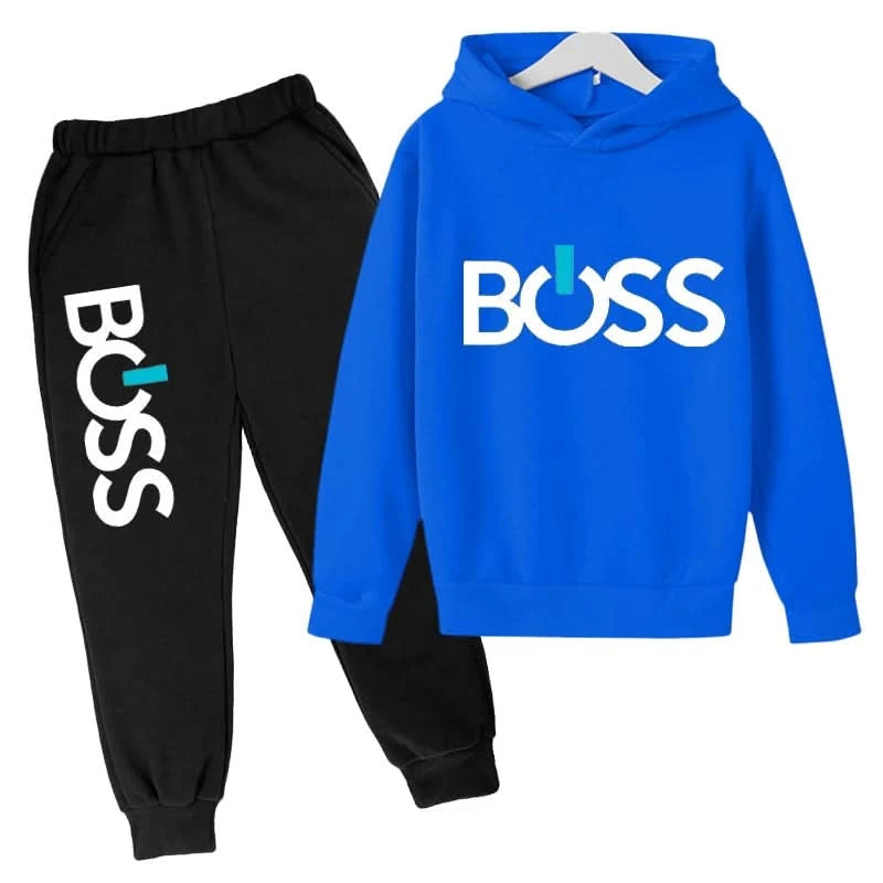 Spring Autumn Boys Girls Casual Fashion Print Pullover Long Sleeve Hoodie Tops+Pants Tracksuit 4-14 Years Children's Clothes - M & M Global
