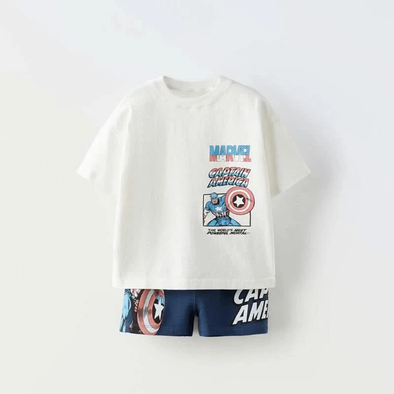 Cartoon Suits New Short Sleeve Outfits New Trendy Casual Costume For Boys Child 2025 Summer Wear Cute Round Neck TShirt+Shorts - M & M Global