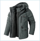 LZLLTT Men Winter Warm Parkas Mens Fleece  Jacket Parkas Men Casual Cotton Outdoor Fur Trench Padded Jackets Coats