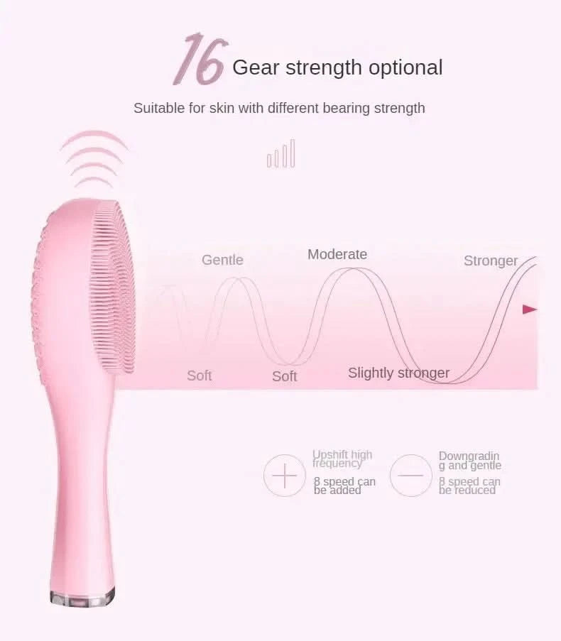 Electric Facial Cleansing Brush Deep Pore Cleaning Sonic Vibration Waterproof Acne Blackhead Remover Pore Cleaner Silicone - M & M Global