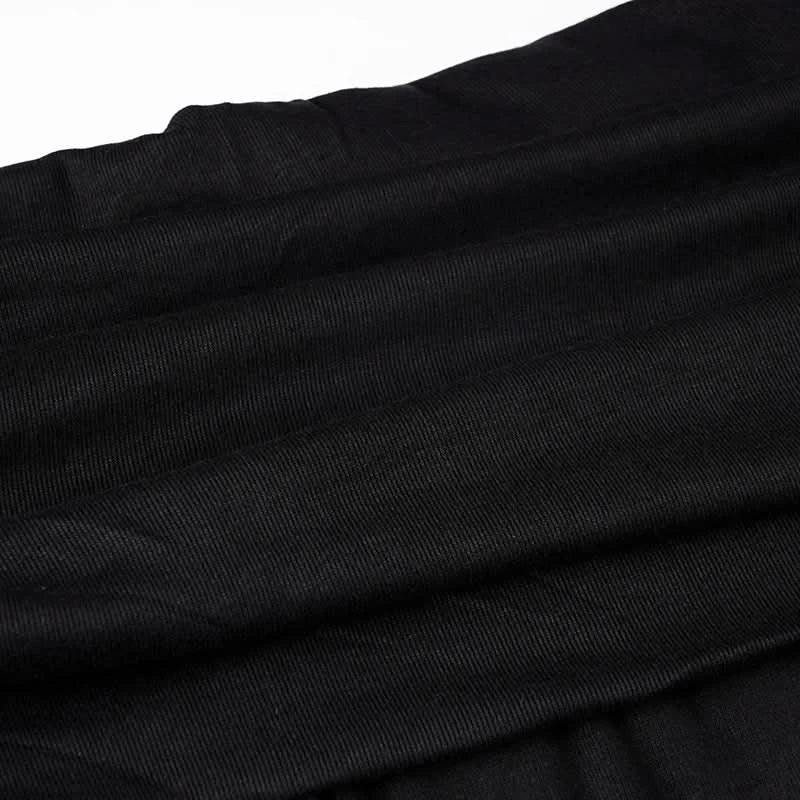 IAMSURE Elegant Fashion Dark Ruffles Split Long Dress Gothic Slash Neck Long Sleeve Maxi Dresses For Women 2023 Holiday Beach - M & M Global