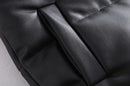 Autumn Winter PU Leather Coat Women Black Stand Collar Vests Women Fashion Zipper Elegant Short Vests Female Ladies