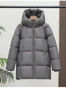 2025 Winter New Down Coat Women Parkas Fashion Long Hooded Outerwear Female Cotton-padded Padded Jacket Loose Ladies Overwear