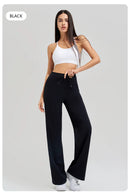 Women's yoga pants high waist wide leg gym casual pants solid color drawstring high elasticity quick drying tight pants